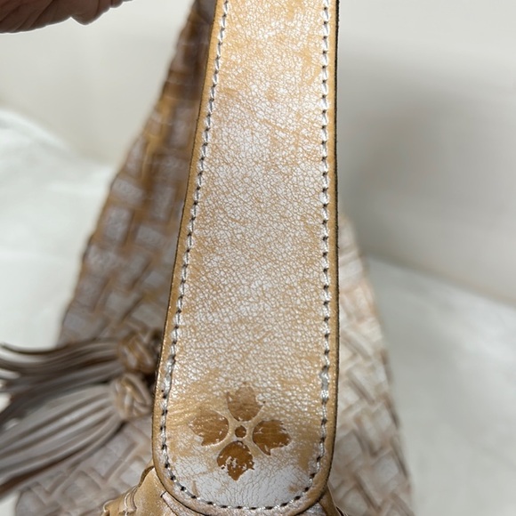 PATRICIA NASH White & Brown BRAIDED STITCH Leather MARCELLINA Hobo Bag - Picture 7 of 16